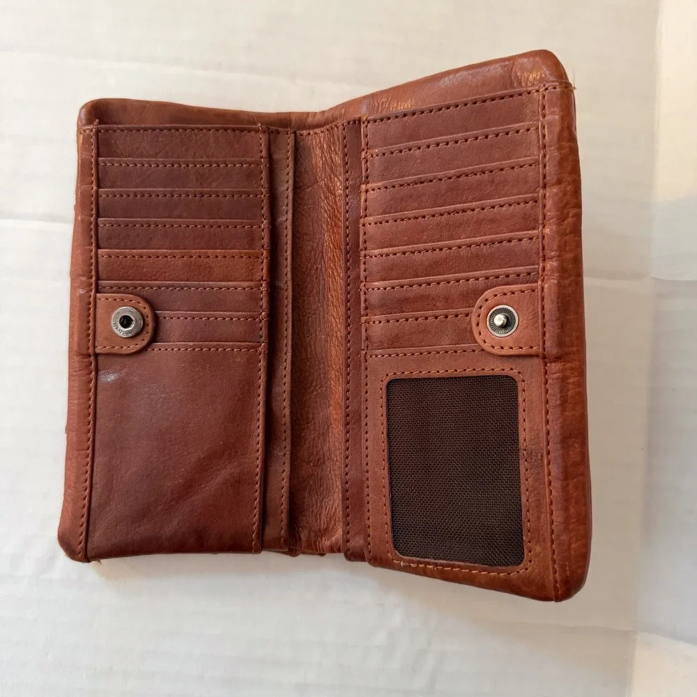 Valenca‎ Holland Distressed Brown Woven Leather Clutch Wallet Zipper Pocket - Picture 8 of 10